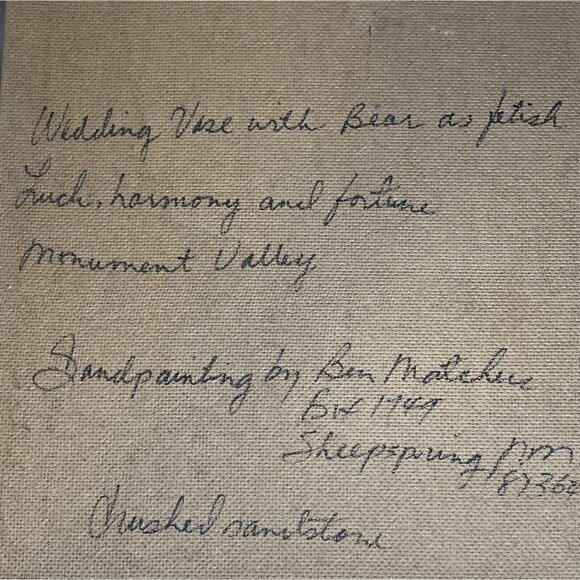 Vtg New Mexico 16” Navajo Sand Painting Wedding Vase Luck Signed Ben Matchers - Picture 7 of 16